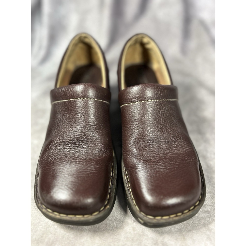 Børn Brown Leather Clogs Slip On Comfort Wedge Shoes Women's Size 7